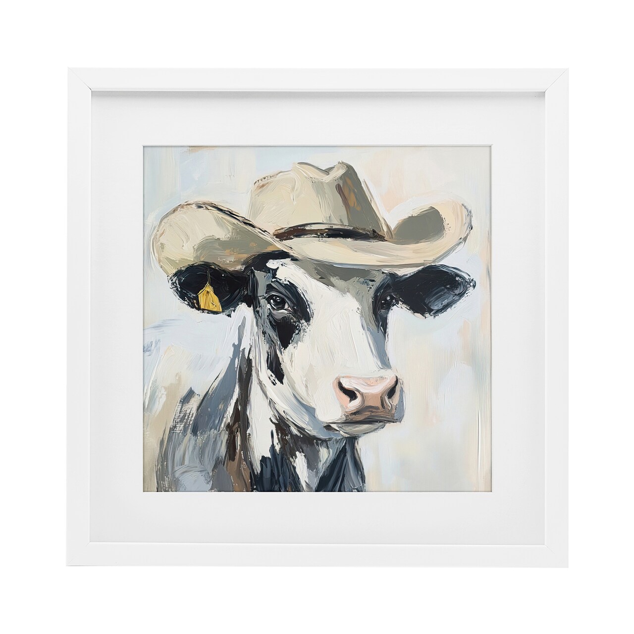 Stupell Industries Cowboy Carl Cow Framed Print Under Glass, design by Tina LeCour